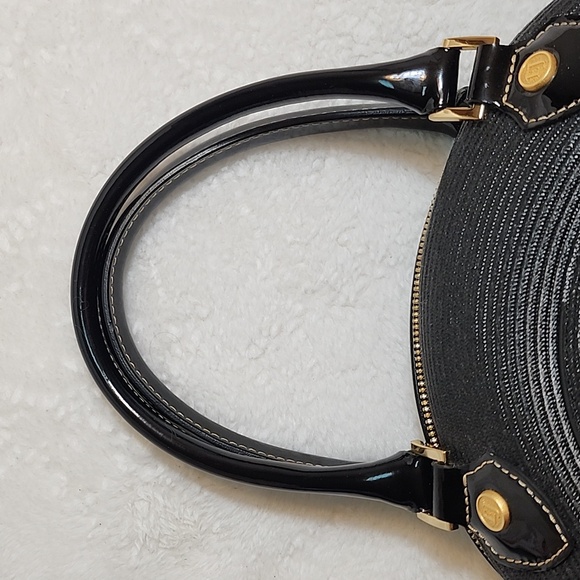 Eric Javits Chain Pouch Raffia Elegant Moon HOBO Black Round Handbag - Picture 13 of 16